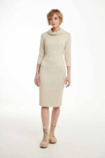 DRESS WITH OPEN COLLAR FISH BONE