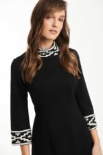 DRESS 3/4 SLEEVE WITH JACQUER DESIGNS - Image 2