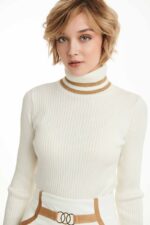 SKIVVY BLOUSE WITH BROWN STRIPES (GOLD)